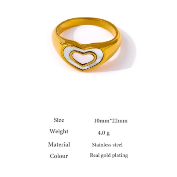 💛18K gold plated heart shell ring - Picture 3 of 5